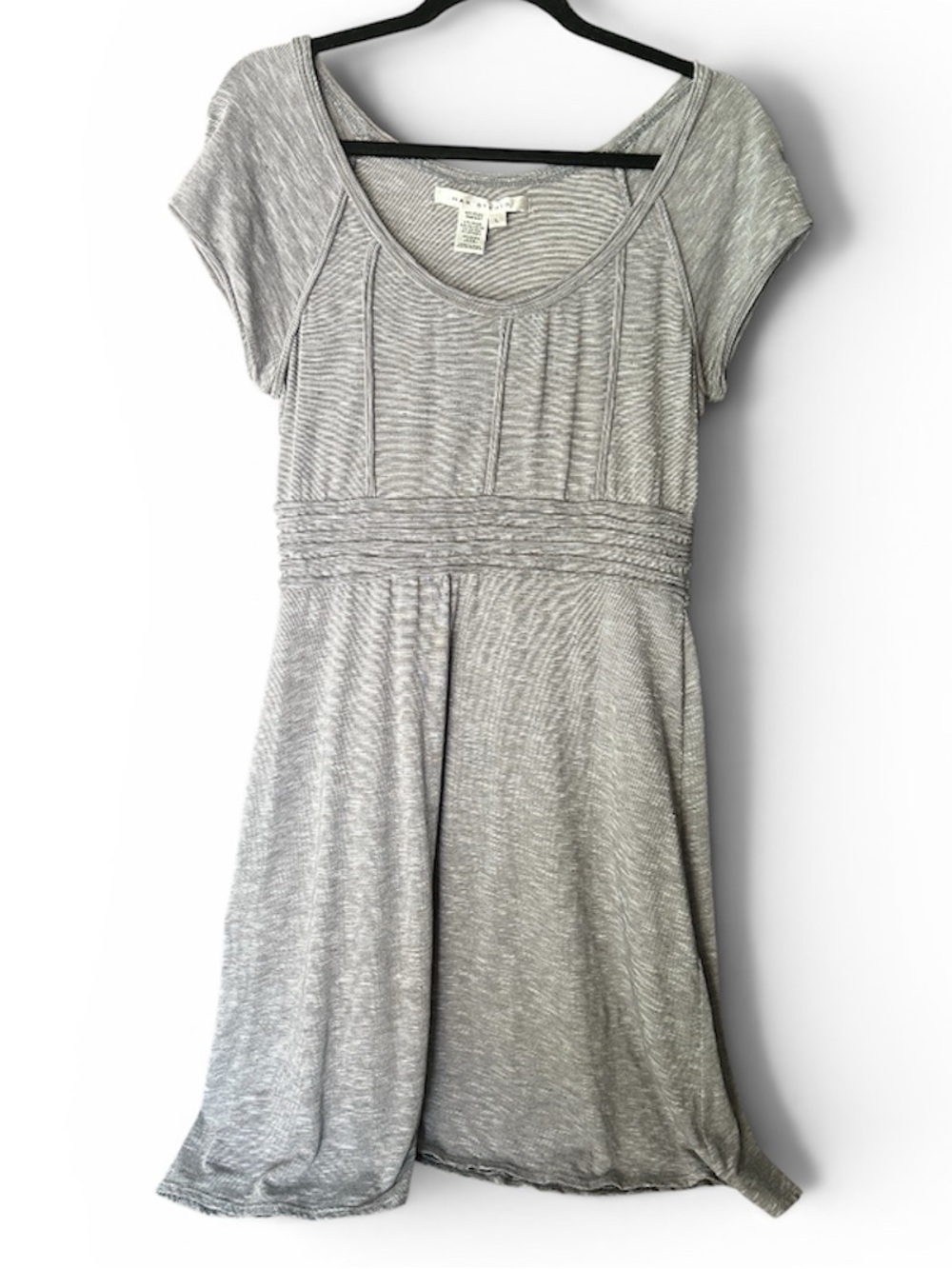 Max Studio Heather Gray Short-Sleeve Empire Midi Dress